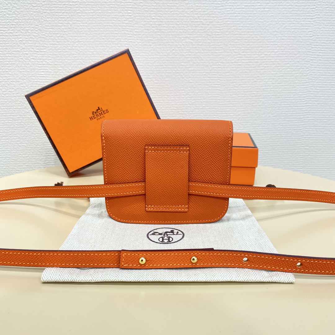 Hermes Constance Slim Wallet Belt Bag In Feu Orange Epsom Leather